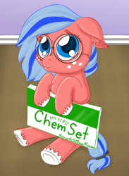 Size: 901x1231 | Tagged: safe, artist:flickswitch, derpibooru import, oc, oc only, oc:flickswitch, carpet, chemistry, colored, cute, digital art, female, filly, freckles, glasses, solo