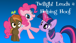 Size: 1366x768 | Tagged: artist needed, safe, derpibooru import, edit, button mash, pinkie pie, twilight sparkle, earth pony, pony, veggietales