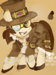 Size: 1000x1338 | Tagged: safe, artist:dhui, derpibooru import, oc, oc:master engineer chet, pony, buck legacy, concept art, female, glasses, hat, jabot, looking at you, mare, solo, steampunk, top hat