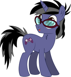 Size: 4642x5094 | Tagged: safe, artist:cyanlightning, derpibooru import, oc, oc only, oc:ngkq, pony, unicorn, .svg available, 2019 community collab, absurd resolution, chest fluff, derpibooru community collaboration, ear fluff, glasses, male, simple background, solo, stallion, tongue out, transparent background, vector