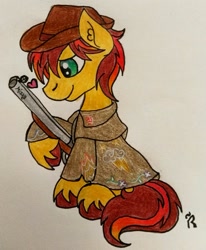 Size: 1024x1245 | Tagged: safe, artist:dawn-designs-art, derpibooru import, oc, oc:storm chaser, earth pony, pony, gun, ponies of the vineyard, rpg, solo, weapon