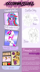 Size: 1080x1920 | Tagged: safe, artist:kimjoman, derpibooru import, oc, oc:purple flix, kirin, pony, commission, commission info, text