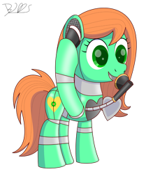 Size: 1253x1500 | Tagged: safe, artist:trackheadtherobopony, derpibooru import, oc, oc:goldheart, pony, robot, robot pony, signature, simple background, solo, telephone, transparent background