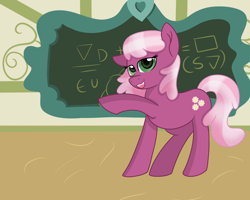 Size: 3000x2400 | Tagged: safe, artist:rainbowtashie, derpibooru import, cheerilee, earth pony, pony, chalkboard, classroom, raised hoof, solo