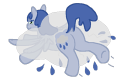 Size: 640x400 | Tagged: safe, artist:rainfast, derpibooru import, oc, oc only, oc:raincloud drops, pegasus, pony, cloud, dock, rain, raincloud, simple background, solo, transparent background