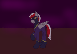 Size: 540x383 | Tagged: safe, artist:cyna-stryda, derpibooru import, oc, oc:knight fire, pony, clothes, costume, shadowbolts, shadowbolts costume