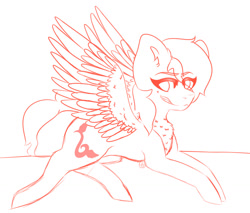 Size: 1024x873 | Tagged: safe, artist:diane-thorough, derpibooru import, oc, oc:sprint, pegasus, pony, draw me like one of your french girls, female, lying down, sketch, solo, wings