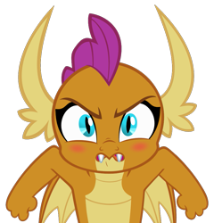 Size: 849x885 | Tagged: safe, artist:queencold, derpibooru import, smolder, dragon, angry, blushing, claws, commission, cute, dragon wings, dragoness, fangs, female, i'm not cute, lip bite, looking at you, madorable, now you fucked up, rage, simple background, smolder is not amused, smolderbetes, smoldere, solo, transparent background, tsundere, unamused, wings