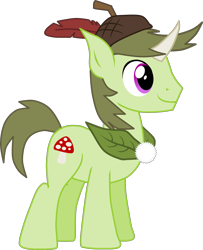 Size: 1411x1738 | Tagged: safe, artist:shadymeadow, derpibooru import, oc, oc:fungus glade, goblin, pony, male, ponified, simple background, solo, transparent background