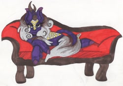 Size: 2747x1916 | Tagged: safe, artist:cailadelrose, derpibooru import, oc, oc:passionate evening, kirin, kirin oc, lying, sofa