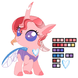 Size: 319x318 | Tagged: safe, artist:awoomarblesoda, derpibooru import, oc, oc:fire emblem, changedling, changeling, nymph, female, offspring, parent:thorax, reference sheet, simple background, solo, transparent background