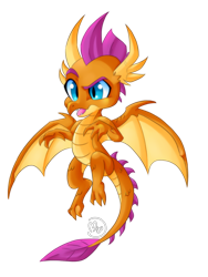 Size: 900x1200 | Tagged: safe, artist:blazemizu, derpibooru import, smolder, dragon, claws, dragon wings, dragoness, fangs, female, flying, horns, open mouth, simple background, solo, spread wings, transparent background, wings