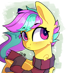 Size: 924x1024 | Tagged: safe, artist:dino_horse, derpibooru import, oc, oc only, oc:star shower, pegasus, pony, clothes, prize, scarf, solo