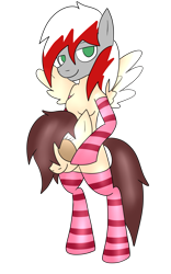 Size: 1041x1673 | Tagged: safe, artist:jackalopeoddity, derpibooru import, oc, oc:knight fire, oc:night rose, anthro, clothes, crossdressing, latex, latex bodysuit, latex socks, latex suit, mask, masking, ponysuit, socks, striped socks