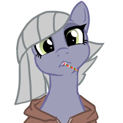 Size: 1200x1200 | Tagged: safe, artist:moronsonofboron, derpibooru import, limestone pie, earth pony, pony, bust, clothes, female, hoodie, portrait, solo