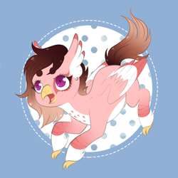 Size: 3200x3200 | Tagged: safe, artist:veincchi, derpibooru import, oc, griffon, hippogriff, pony, cute, female, heart eyes, solo, wingding eyes, wings