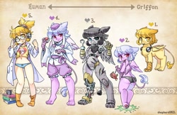 Size: 2048x1325 | Tagged: safe, artist:shepherd0821, derpibooru import, oc, oc only, anthro, griffon, human, anthro chart, humanized