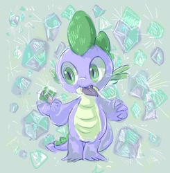 Size: 501x511 | Tagged: safe, artist:osawari64, derpibooru import, spike, dragon, gem, male, solo, tongue out