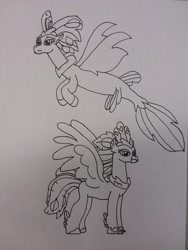 Size: 1536x2048 | Tagged: safe, artist:supahdonarudo, derpibooru import, queen novo, classical hippogriff, hippogriff, seapony (g4), my little pony: the movie, duality, inktober, inktober 2018, monochrome, traditional art