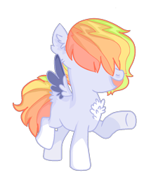 Size: 900x1000 | Tagged: safe, artist:flurobloom, derpibooru import, oc, pegasus, pony, base used, blank flank, chest fluff, colored wings, colored wingtips, colt, ear fluff, hair over eyes, male, offspring, parent:rainbow dash, parent:soarin', parents:soarindash, raised hoof, simple background, socks (coat marking), solo, transparent background, underhoof