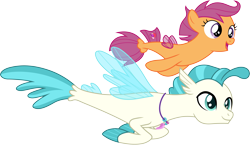 Size: 5173x3000 | Tagged: safe, artist:cloudyglow, derpibooru import, scootaloo, terramar, seapony (g4), surf and/or turf, .ai available, open mouth, seaponified, seapony scootaloo, simple background, species swap, swimming, transparent background, vector