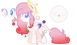 Size: 2840x1678 | Tagged: safe, artist:crystal-bloomyt, derpibooru import, oc, oc:angel velvet, pegasus, pony, bandage, cutie mark, female, halo, heterochromia, leonine tail, mare, reference sheet, solo