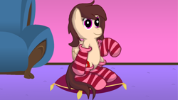 Size: 1280x720 | Tagged: safe, artist:agkandphotomaker2000, derpibooru import, oc, oc:night rose, pony, clothes, socks, striped socks