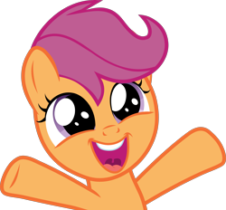 Size: 3769x3497 | Tagged: safe, artist:frownfactory, derpibooru import, scootaloo, pegasus, pony, the washouts (episode), .svg available, cheering, cute, cutealoo, female, filly, happy, simple background, solo, svg, transparent background, vector
