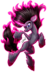 Size: 1024x1571 | Tagged: safe, artist:thatonegib, derpibooru import, oleander, classical unicorn, unicorn, them's fightin' herds, 2018, angry, cloven hooves, community related, eyelashes, female, glow, glowing eyes, glowing horn, leonine tail, looking at you, magic, mare, simple background, solo, teeth, transparent background, unshorn fetlocks