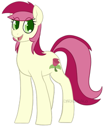 Size: 823x1000 | Tagged: safe, artist:darkodraco, derpibooru import, roseluck, earth pony, pony, female, looking at you, mare, open mouth, simple background, smiling, solo, transparent background