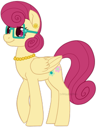 Size: 765x1000 | Tagged: safe, artist:darkodraco, derpibooru import, posey shy, pegasus, pony, ear piercing, earring, female, glasses, jewelry, mare, necklace, pearl necklace, piercing, raised hoof, simple background, smiling, solo, transparent background