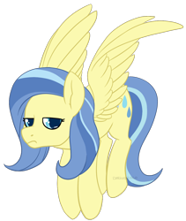 Size: 1172x1387 | Tagged: safe, artist:darkodraco, derpibooru import, sunshower, pegasus, pony, female, flying, mare, simple background, solo, spread wings, transparent background, unamused, wings