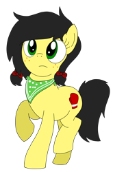 Size: 1400x1900 | Tagged: safe, artist:toyminator900, derpibooru import, oc, oc only, oc:uppercute, earth pony, pony, alternate hairstyle, bandana, bowtie, female, mare, pigtails, simple background, solo, transparent background