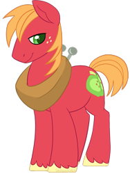 Size: 752x1000 | Tagged: safe, artist:darkodraco, derpibooru import, big macintosh, earth pony, pony, freckles, lidded eyes, male, simple background, smiling, solo, stallion, transparent background, unshorn fetlocks