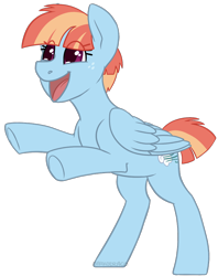 Size: 792x1000 | Tagged: safe, artist:darkodraco, derpibooru import, windy whistles, pegasus, pony, bipedal, cute, excited, female, freckles, mare, simple background, smiling, solo, transparent background, underhoof, windybetes