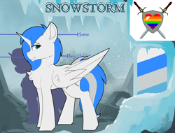 Size: 5968x4542 | Tagged: safe, artist:beardie, derpibooru import, oc, oc only, oc:snowstorm, alicorn, pony, absurd resolution, alicorn oc, commission, male, reference sheet, tall