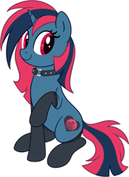 Size: 977x1337 | Tagged: safe, artist:thebowtieone, derpibooru import, oc, oc only, oc:heart tide, pony, unicorn, clothes, collar, female, mare, simple background, socks, solo, transparent background