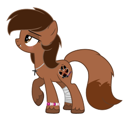 Size: 2020x1927 | Tagged: safe, artist:darbypop1, derpibooru import, oc, oc:shelly fox, fox pony, original species, pony, bandage, bracelet, cross, fangs, female, jewelry, mare, necklace, simple background, solo, transparent background