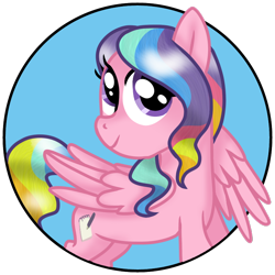 Size: 768x768 | Tagged: safe, artist:awoomarblesoda, derpibooru import, rainbow harmony, pegasus, pony, female, filly, solo