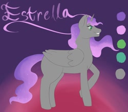 Size: 1024x900 | Tagged: safe, artist:xlordcloverx, derpibooru import, oc, oc only, oc:estrella, alicorn, pony, abstract background, alicorn oc, color palette, female, mare, offspring, parent:good king sombra, parent:king sombra, parent:princess celestia, parents:celestibra, solo