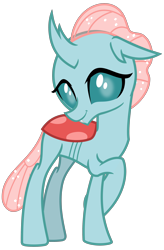 Size: 2100x3200 | Tagged: safe, alternate version, artist:cheezedoodle96, derpibooru import, ocellus, changedling, changeling, school daze, .svg available, crossed legs, cute, cute little fangs, cuteling, diaocelles, fangs, female, looking at you, shy, simple background, smiling, solo, svg, transparent background, vector