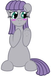 Size: 3000x4410 | Tagged: safe, artist:fascismnotincluded, derpibooru import, maud pie, pony, blushing, cute, heart, heart hoof, maudabetes, missing accessory, simple background, smiling, solo, transparent background, when she smiles