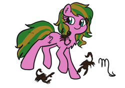 Size: 1024x724 | Tagged: safe, artist:ladycookie, derpibooru import, oc, oc:scorpio, earth pony, pony, scorpion, arachnid, flat colors, scorpio, walking