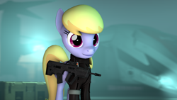 Size: 1920x1080 | Tagged: safe, artist:spinostud, derpibooru import, cloud kicker, pegasus, pony, 3d, clothes, gun, looking at you, red dot, source filmmaker, tar-21, tar21, tavor, uniform, weapon