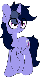 Size: 3215x6210 | Tagged: safe, artist:kimjoman, derpibooru import, oc, oc only, oc:purple flix, pony, unicorn, :t, inkscape, looking up, male, meh, raised hoof, simple background, solo, standing, transparent background, vector