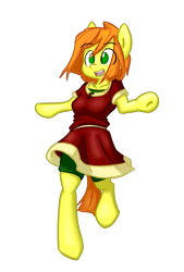 Size: 833x1229 | Tagged: safe, artist:spheedc, derpibooru import, oc, oc only, oc:sweet corn, anthro, earth pony, semi-anthro, bipedal, clothes, digital art, female, mare, simple background, smiling, solo, transparent background
