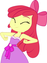 Size: 768x1039 | Tagged: safe, artist:csureshx2004, derpibooru import, apple bloom, equestria girls, equestria girls (movie), adorabloom, apple bloom's bow, bow, clothes, cute, dress, eyes closed, fall formal, fall formal outfits, female, hair bow, happy, simple background, solo, transparent background