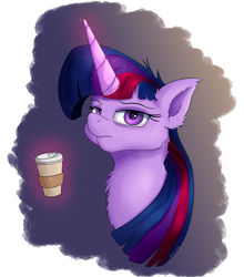 Size: 2200x2500 | Tagged: safe, artist:coldtrail, derpibooru import, twilight sparkle, twilight sparkle (alicorn), alicorn, pony, bust, glowing horn, levitation, looking at you, magic, simple background, solo, telekinesis, transparent background, unamused