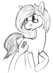 Size: 379x515 | Tagged: safe, artist:tempusfidgets, derpibooru import, oc, oc:tempus fidgets, earth pony, pony, male, monochrome, simple background, solo