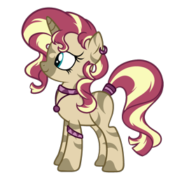 Size: 2000x2000 | Tagged: safe, artist:xxmelody-scribblexx, derpibooru import, oc, oc only, hybrid, zebra, zebracorn, zony, crack ship offspring, female, magical lesbian spawn, mare, offspring, parent:sunset shimmer, parent:zecora, parents:suncora, simple background, solo, transparent background